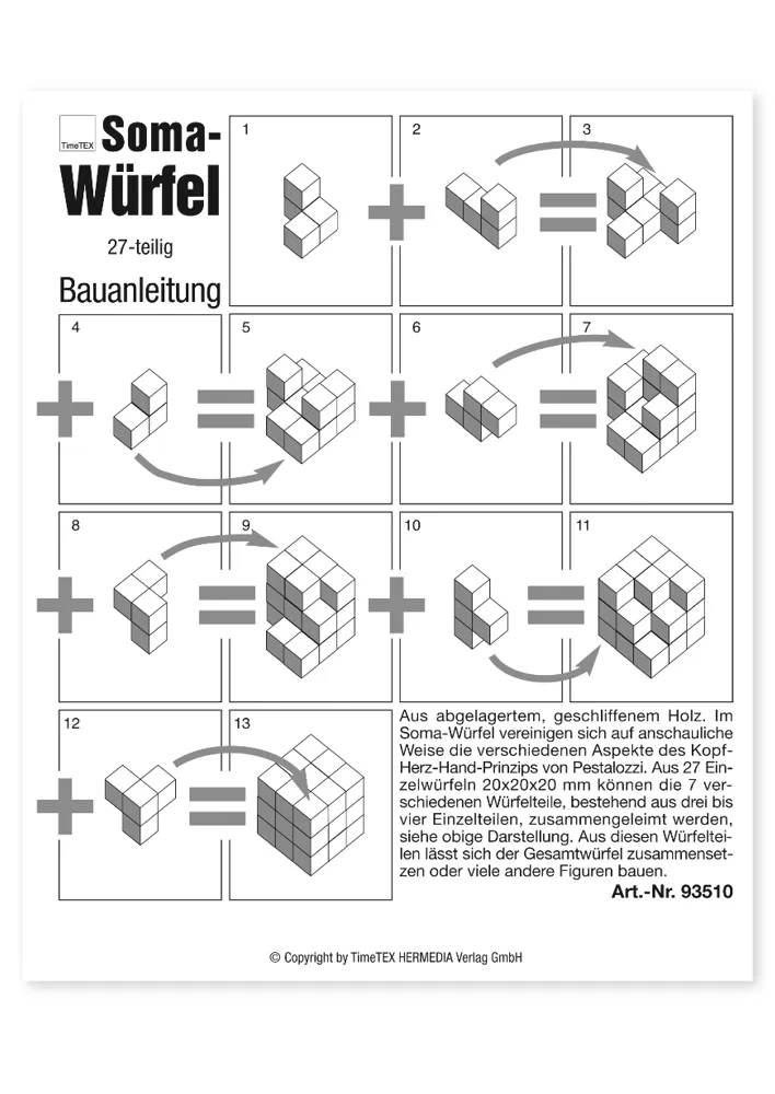 Soma-Würfel 60x60 mm, 27 Einzelwürfel in Beutel
