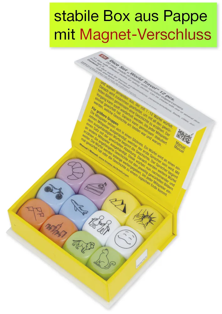 Set de zaruri "călătorie în jurul lumii", 12 piese, 20 mm, în cutie