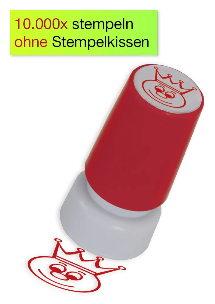 Siebdruck-Stempel "Perpetuum", "Gesicht mit Krone"