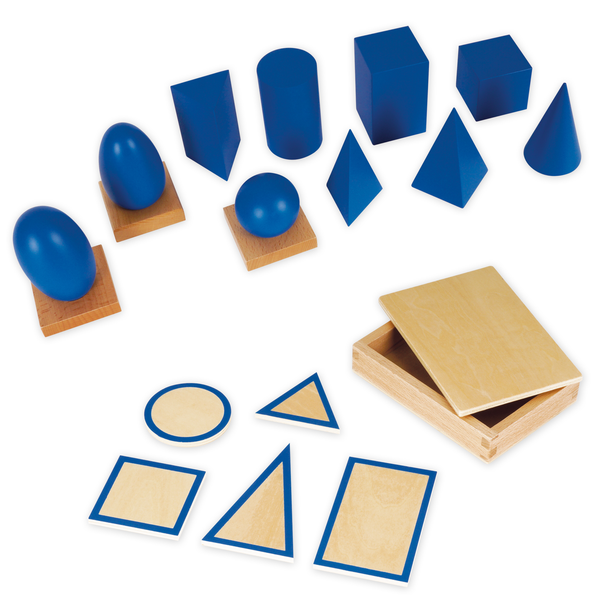 TimeTEX Set Geometrische Körper und Grundtäfelchen "Montessori Premium"