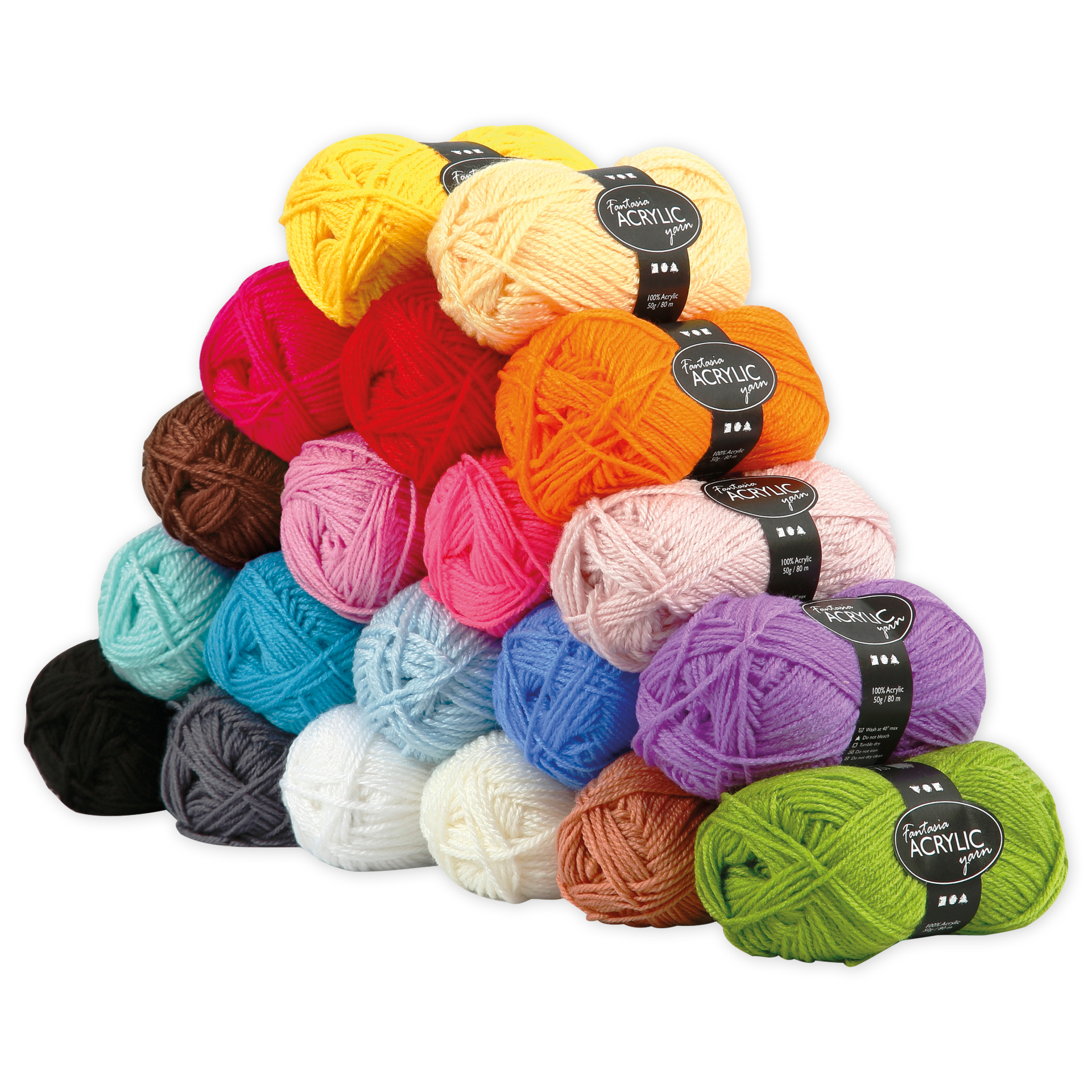 Set Polyacryl-Garn 3-fädig, 20 Farben à 50 g