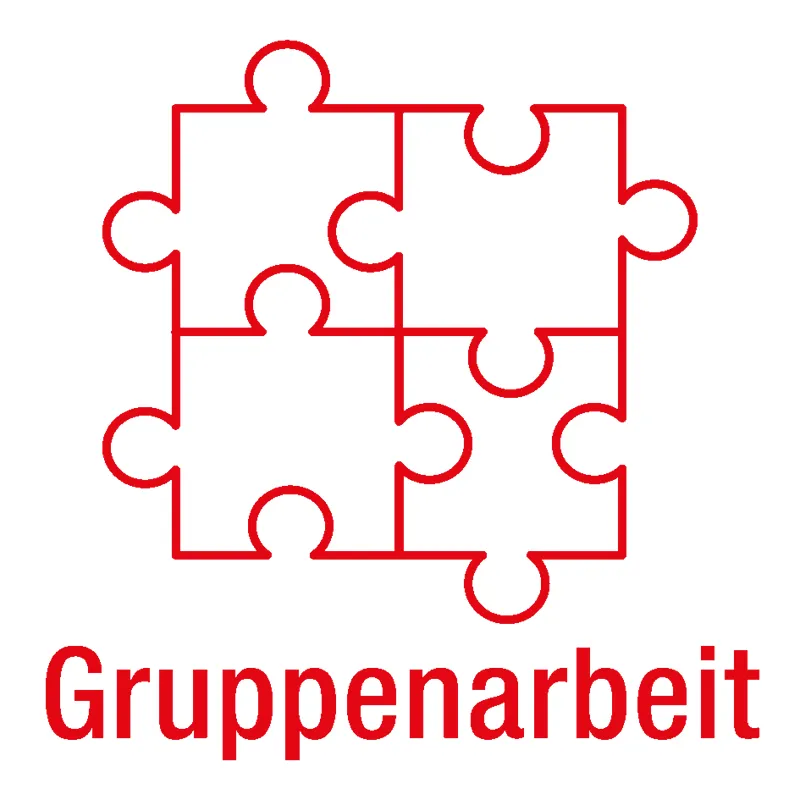 Siebdruck-Stempel "Perpetuum", "Gruppenarbeit"