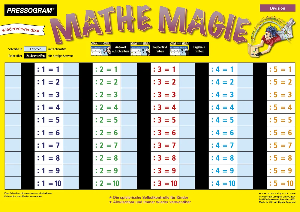 TimeTEX Zaubertafel "Mathematik" Division Ergebnis