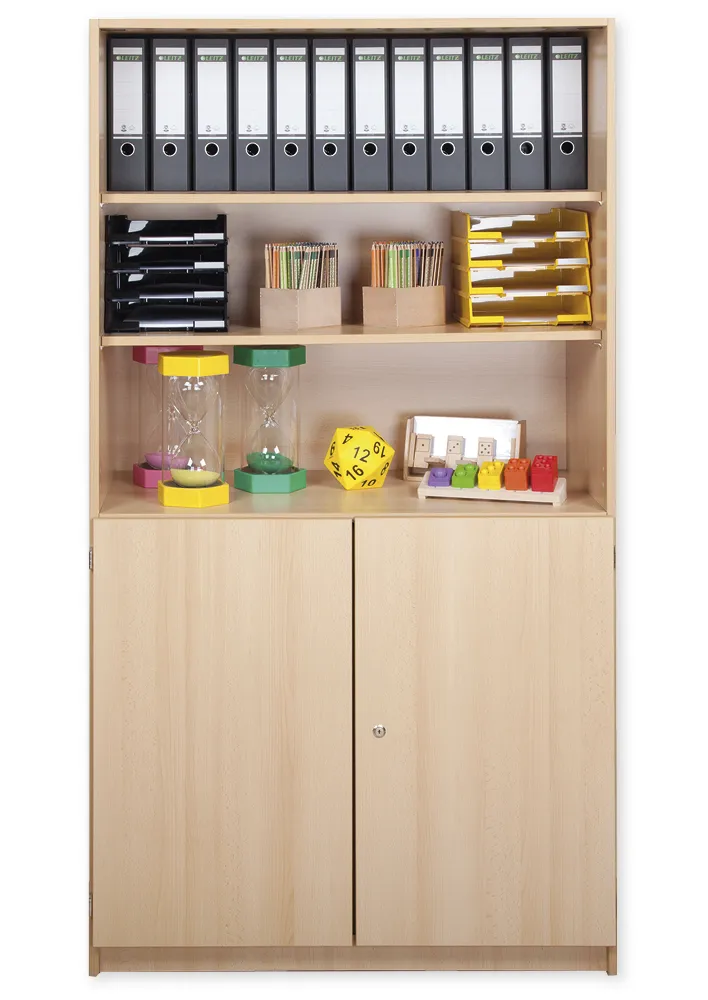 Material-Kombi-Hochschrank-Regal L, Plustiefe, 6 Fachböden