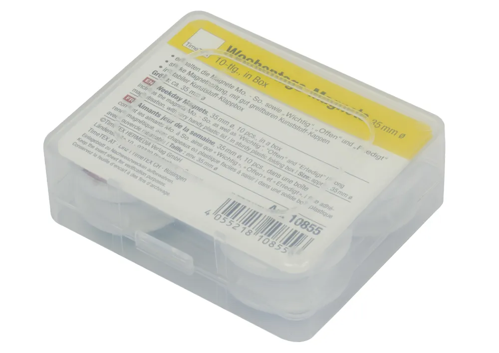 Wochentags-Magnete 10-tlg. in Box