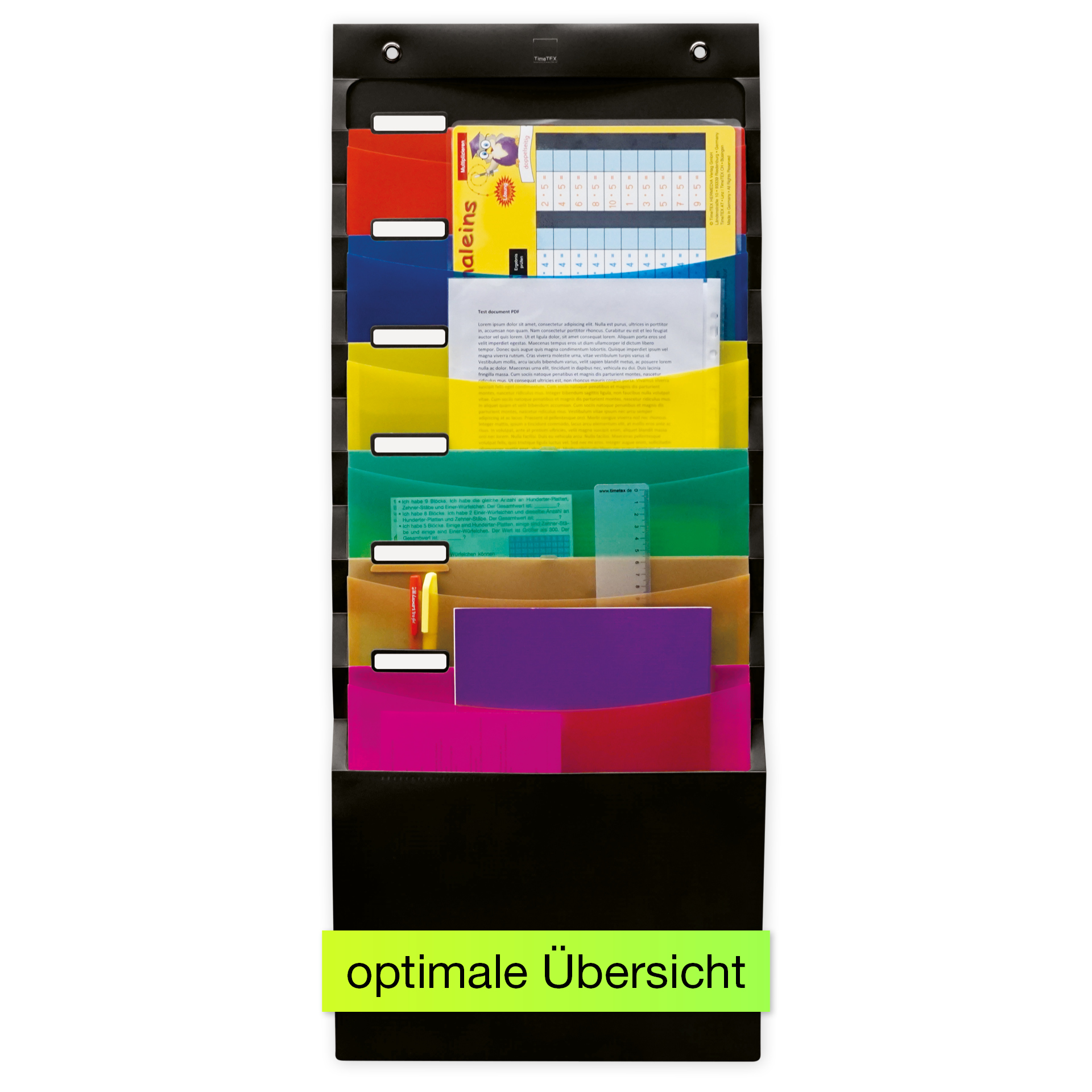 Teczka z organizerem wiszącym na format A4, 6 przegródek, kolor czarny