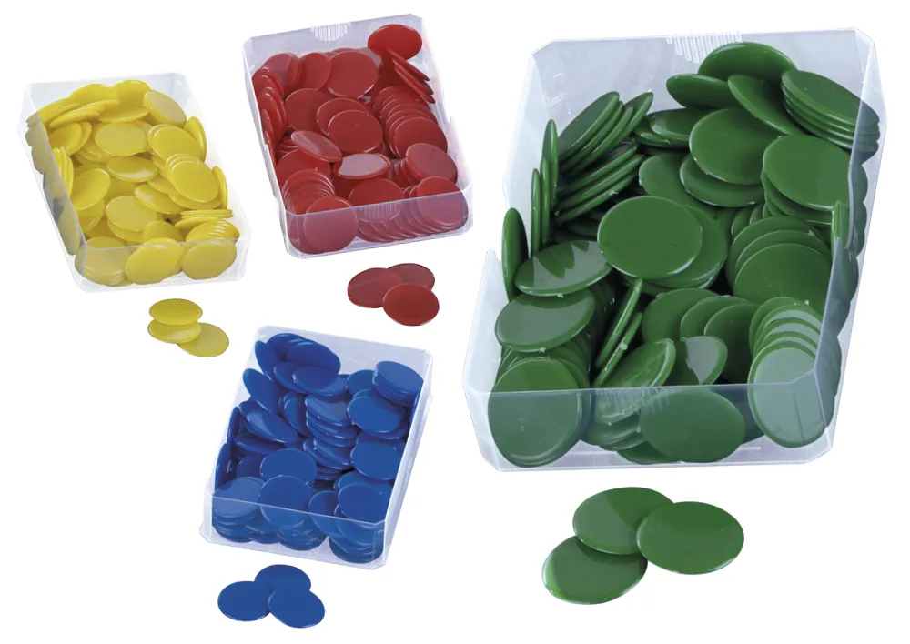 Kunststoff Plättchen vollfarbig, einfarbig, 100 Stück in Box