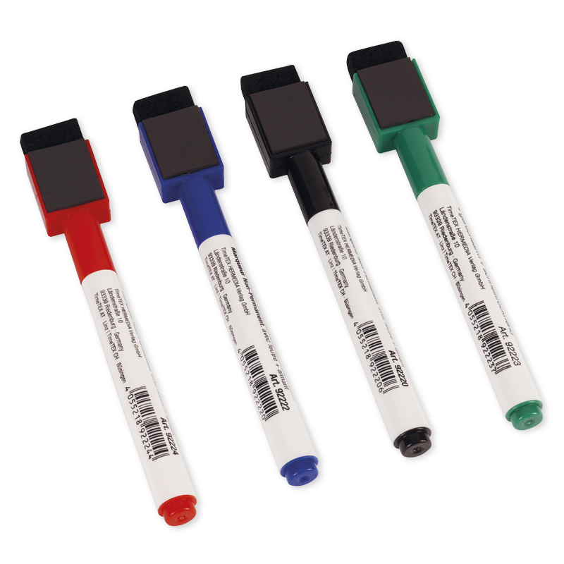 Icke-permanent foliepennaset med filtsudd + magnet, 4 st.