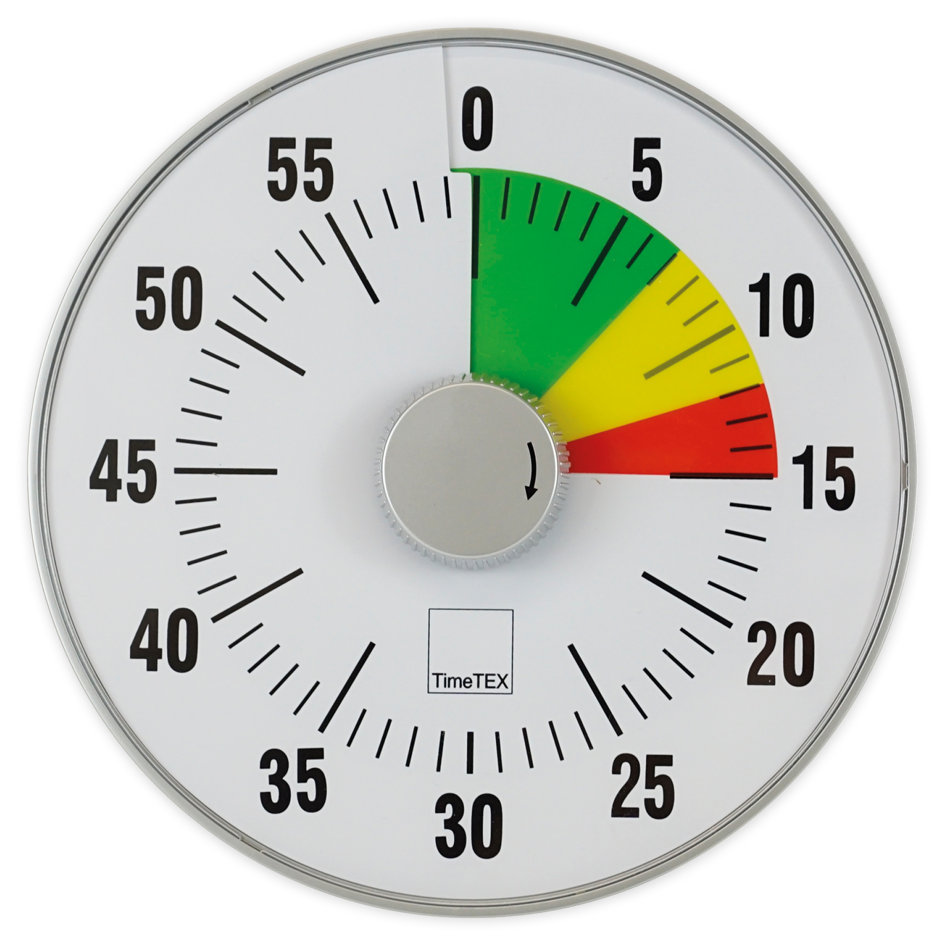 TimeTEX „Silent” timer L, 19 cm ø z tarczą sygnalizacji świetlnej
