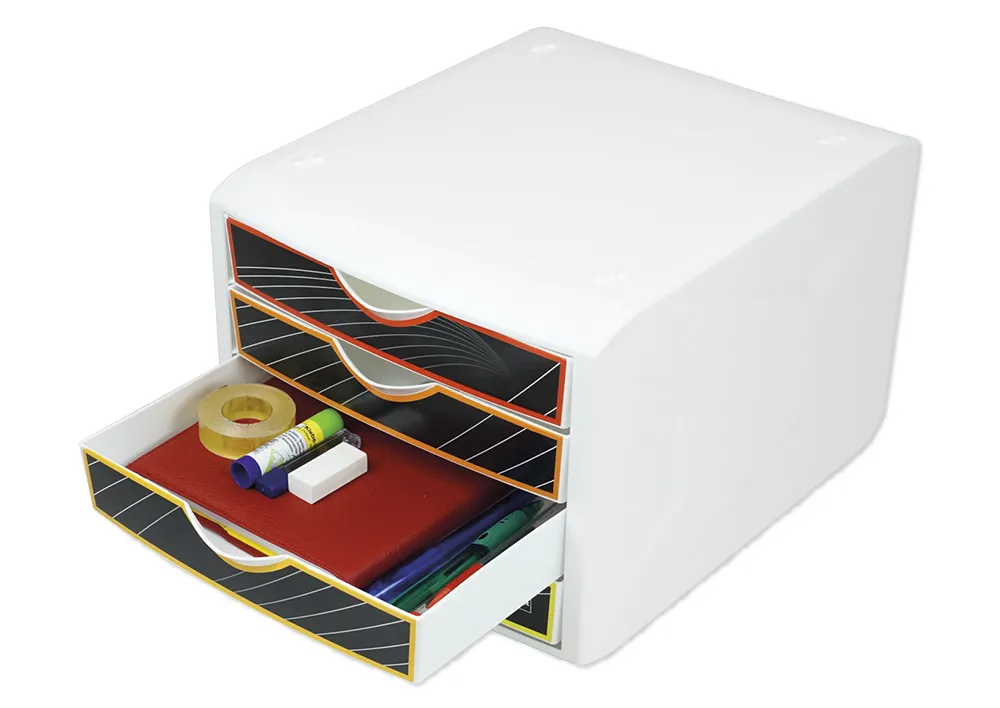 Cajonera A4, plástico con 4 cajones