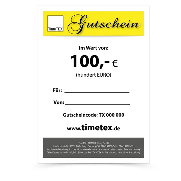TimeTEX Geschenkgutschein 100,00