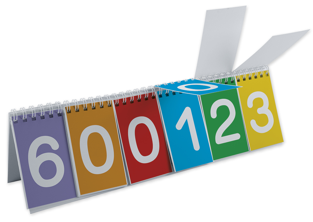 Flipchart z klapką kartonową, cyfry dziesiętne 0-9