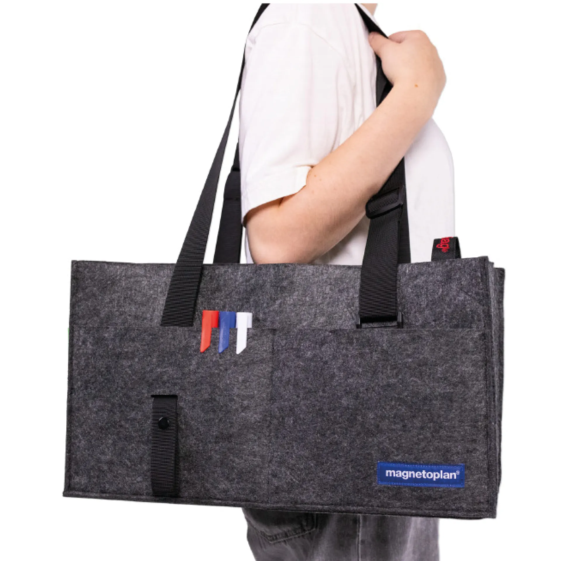 Fächer-Tasche aus Filz, faltbar, anthrazit