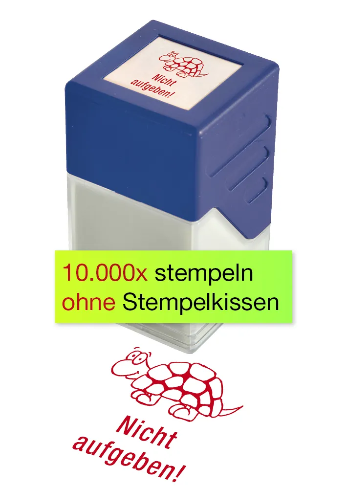 Siebdruck-Stempel "Perpetuum", Schildkröte "Nicht aufgeben!"
