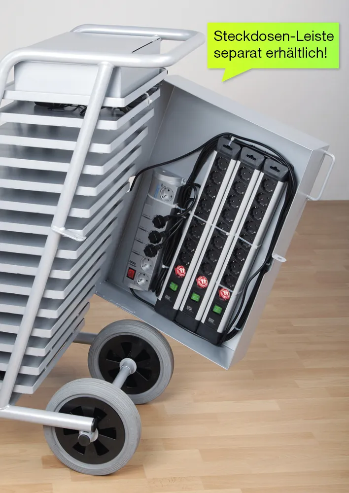 Laptop- und Tablet-Stahlwagen, 14 Fachböden