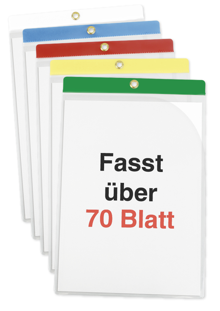 Sæt med A4 Plus lommer med farvede striber, 5 stk.