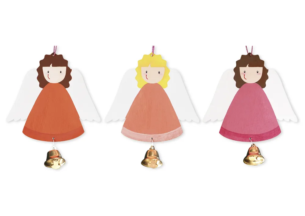 Holzanhänger "Lockiges Engelchen", 6 Stück