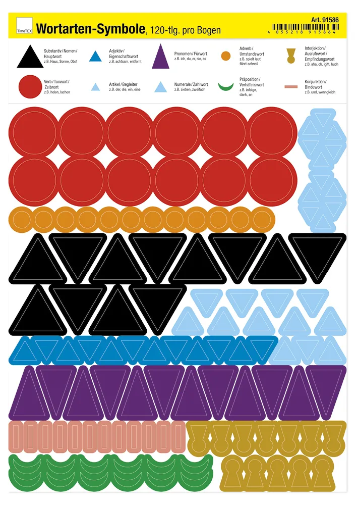 Set Wortarten-Symbole, aus Pappe, zum Legen, 1.200-tlg. "Montessori Premium"