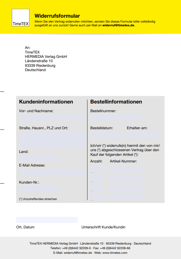 Widerrufsformular zum downlowd