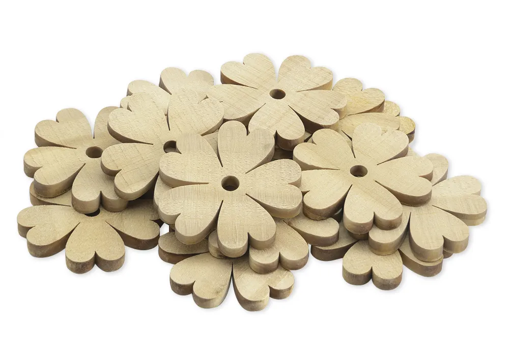 Blumen aus Holz, groß, 20 Stück