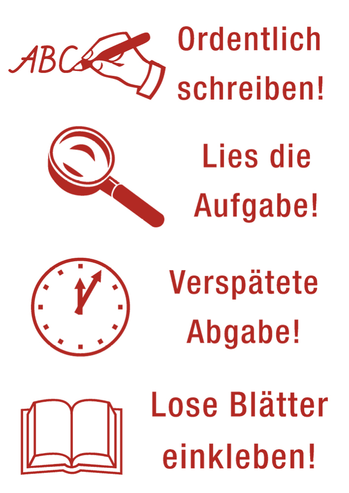 Trykpude stempel "Perpetuum", 4 i 1, "Verspätete Abgabe"