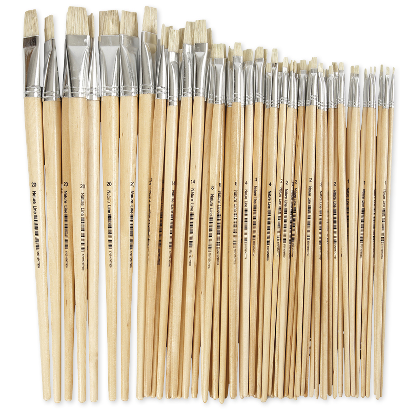 Naturhaar-Flachpinsel lang, 64-tlg.