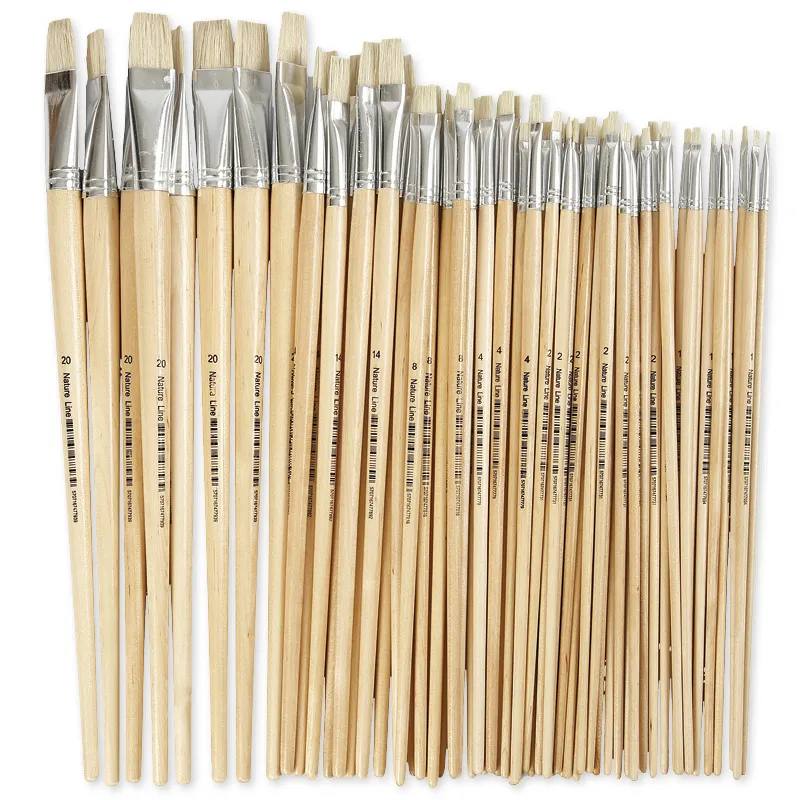 Naturhaar-Flachpinsel lang, 64-tlg.