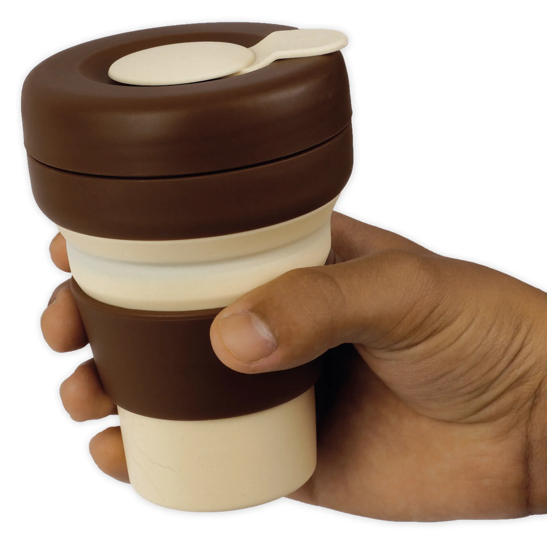 Trinkbecher mit Deckel aus Silikon, faltbar, 355 ml