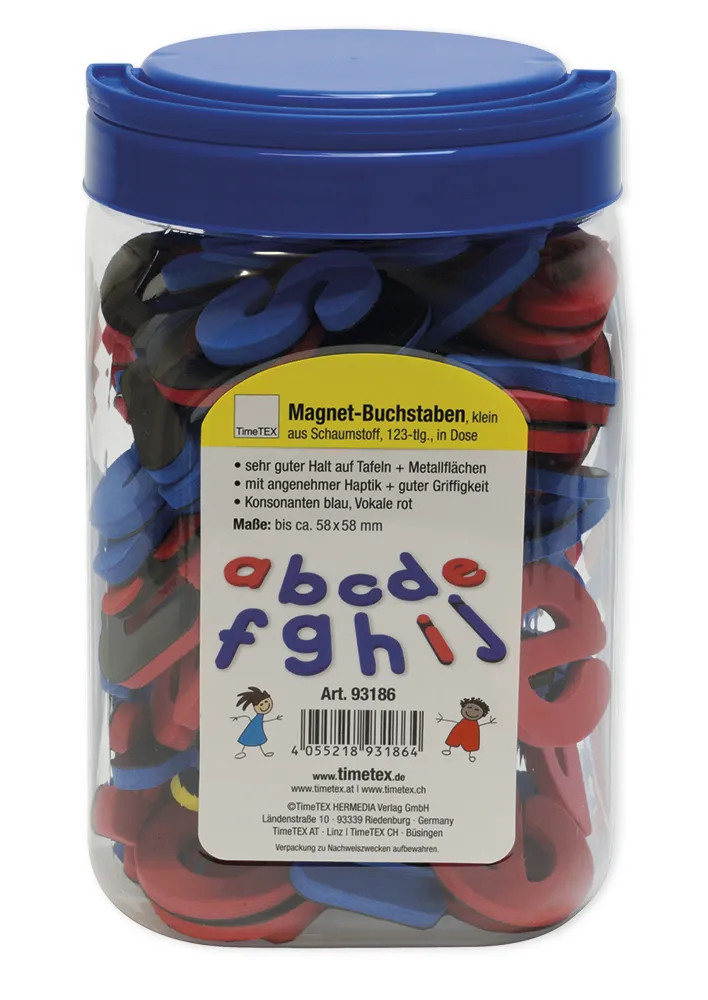 Magnet-Klein-Buchstaben in Dose, ca. 5,8 cm, 123-tlg.