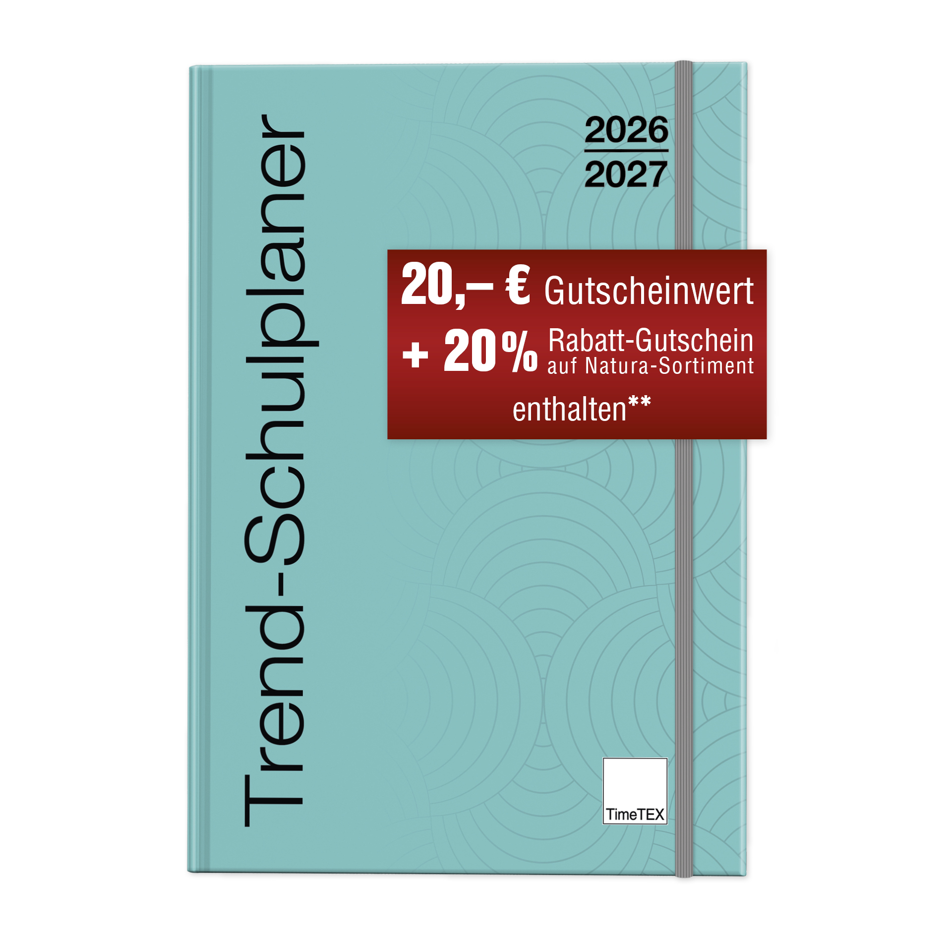 TimeTEX Trend-Schulplaner - Lehrerplaner - Lehrerkalender Hardcover A5-Plus, 2026/2027, lagune