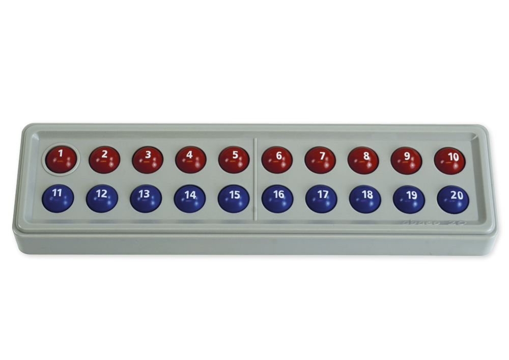 ABACO 20 mit Zahlen, rot-blau, Zähl- und Rechenrahmen