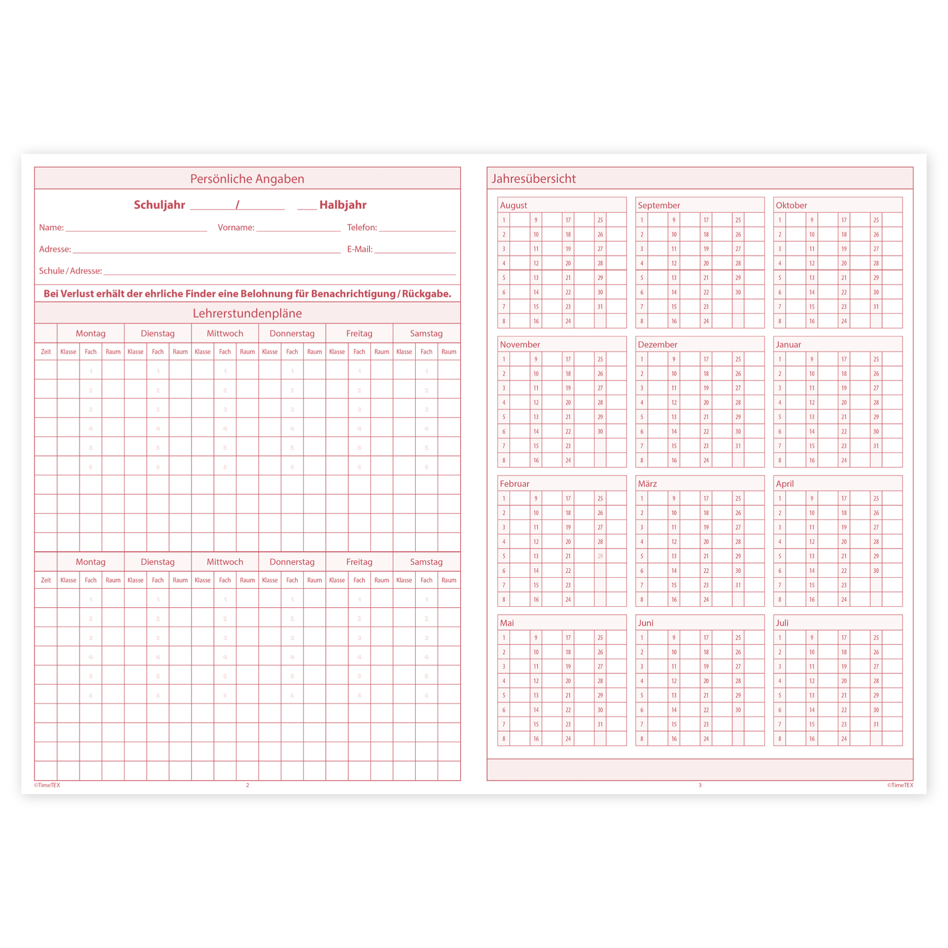 TimeTEX Schul-Notenheft A5