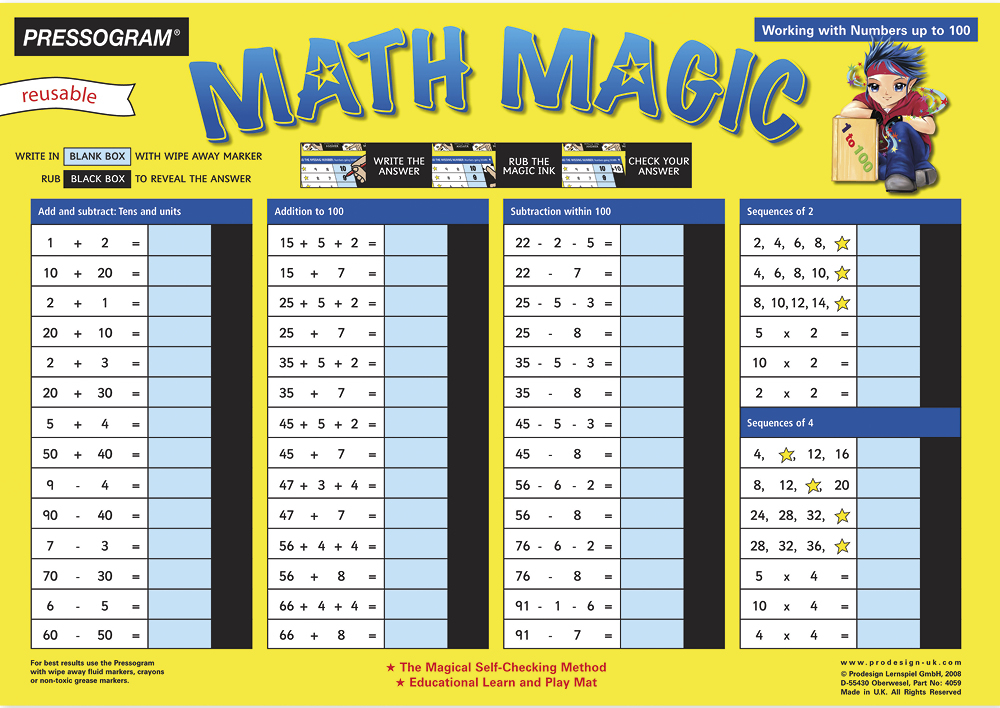 TimeTEX Zaubertafel "Mathematik" Englisch Rechen-Spaß im Zahlenraum bis 100