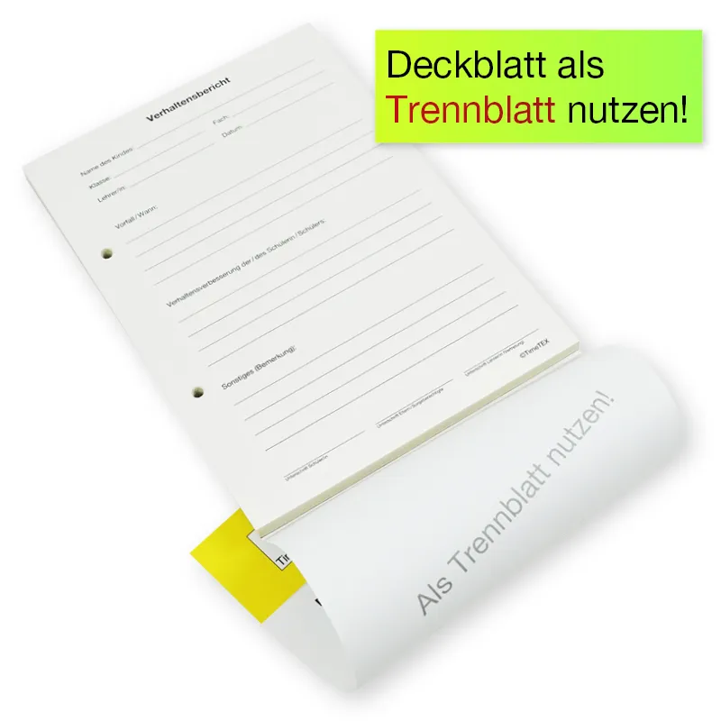 Block Verhaltensberichte A5, 50 Blatt mit Durchschlag