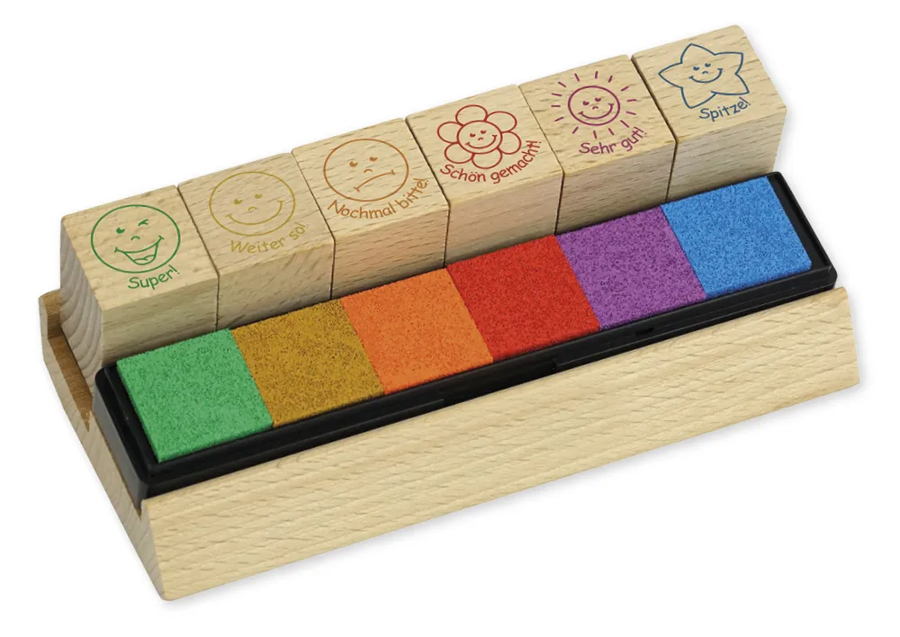 Lehrer-Stempel aus Holz "Lob", 6-tlg.