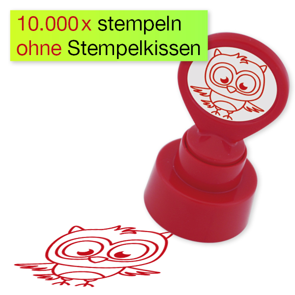 Serigrafistempel "Perpetuum" rund "Ugle"