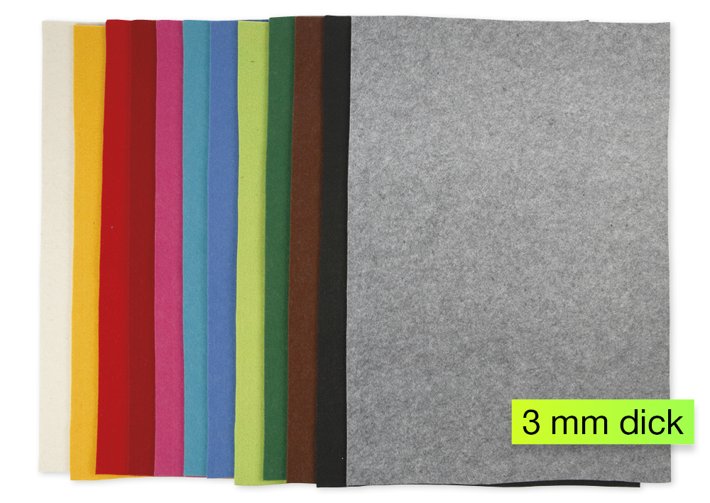 Bastel-Filz, 3 mm stark, 42x60 cm, 12 Stück