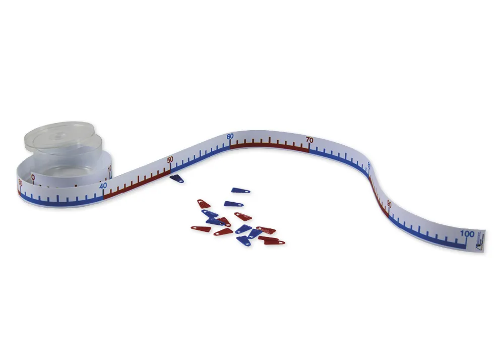 Zahlenstrahl-Rechenband 1m, Stricheinteilung