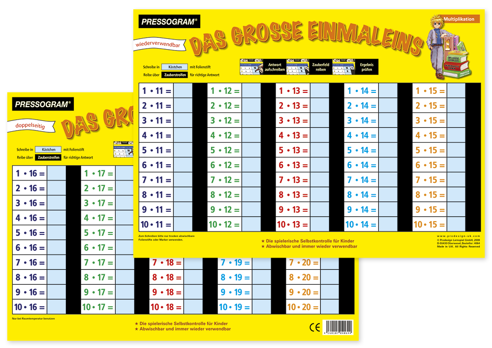 Hagemann TimeTEX Zaubertafel "Mathematik" Großes 1 x 1