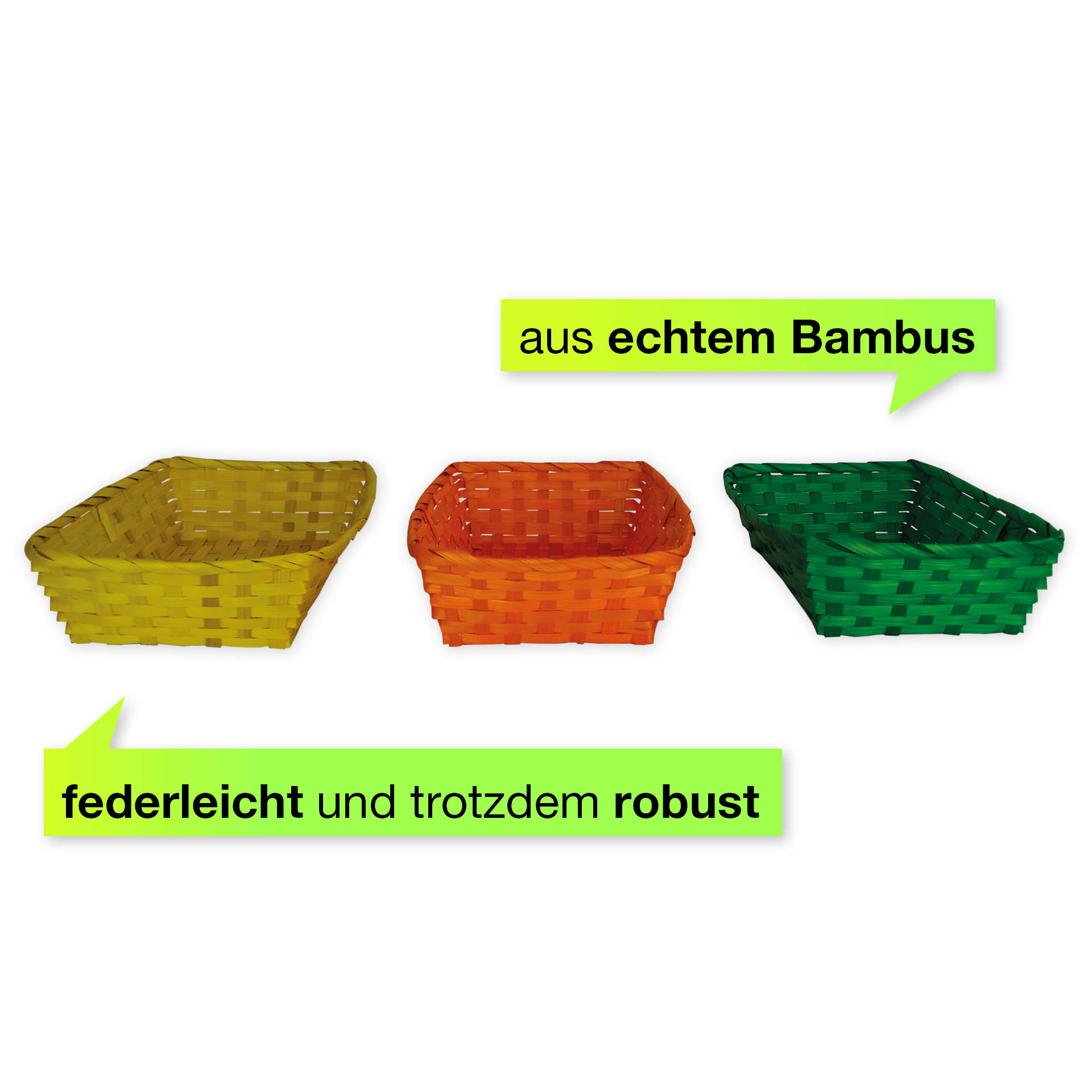 Set Material-Körbchen aus Bambus, farbig, 3-tlg.
