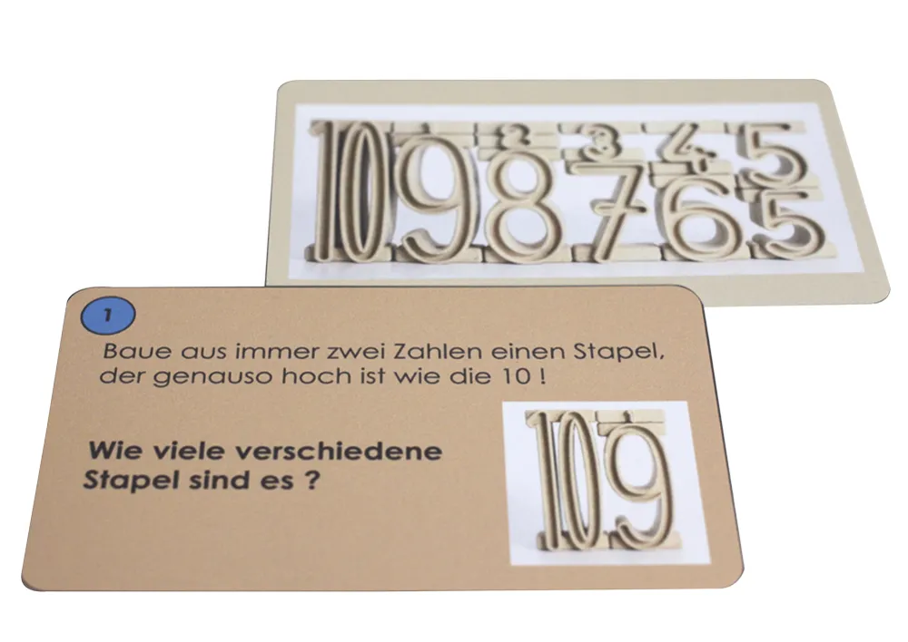 Uppgiftskort för att stapla nummer "number-to-number", 42 stycken.