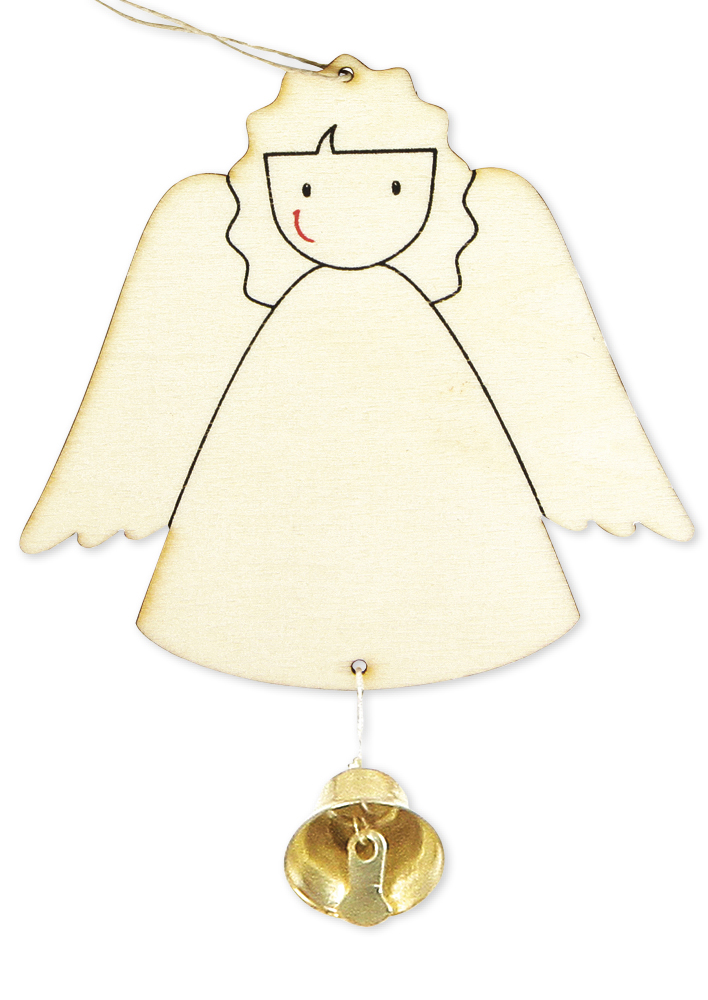 Holzanhänger "Lockiges Engelchen", 6 Stück