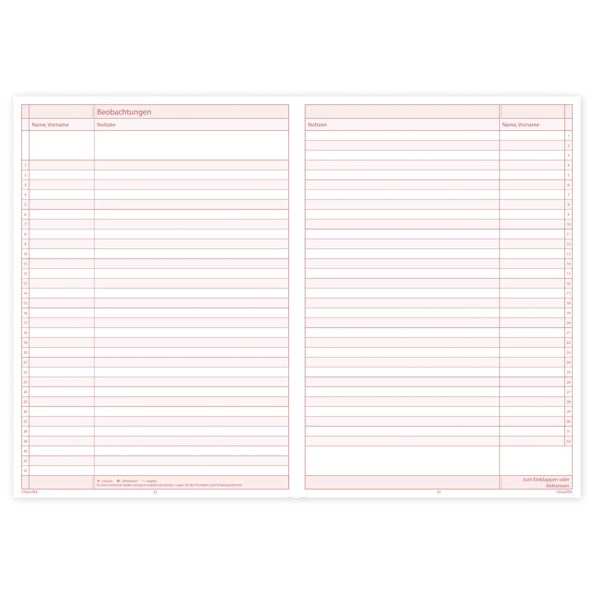TimeTEX Heft Klassen-Beobachtung A4, 64 Seiten
