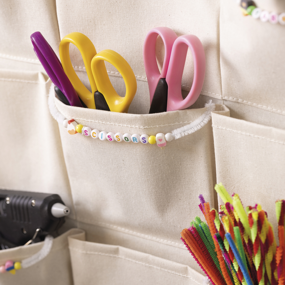Material-Taschen-Vorhang aus Canvas, 24 Taschen, 93x60 cm Material-Taschen-Vorhang aus Canvas, 24 Taschen, 93x60 cm
