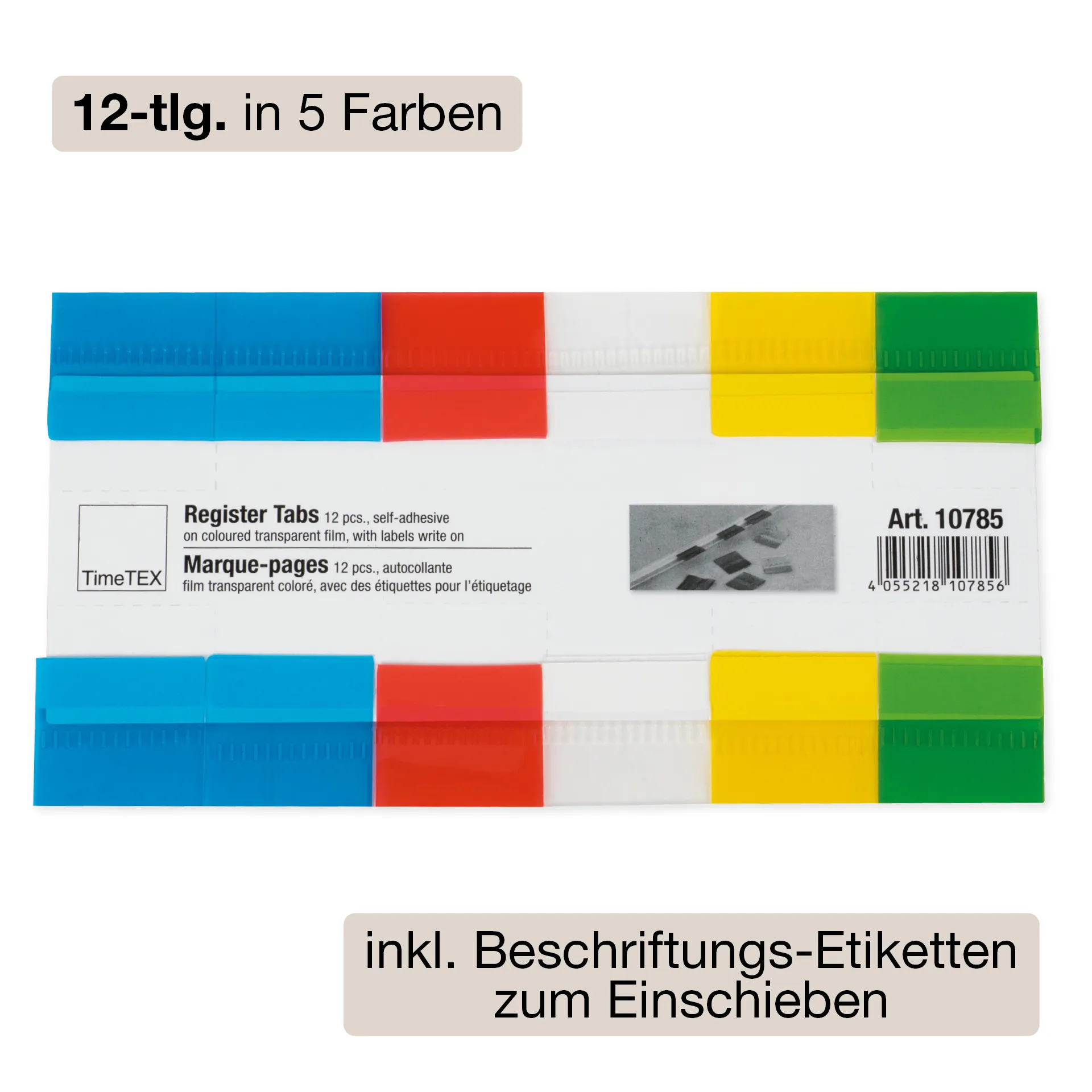Register-Taben 12-tlg., selbstklebend, aus Kunststoff-Folie