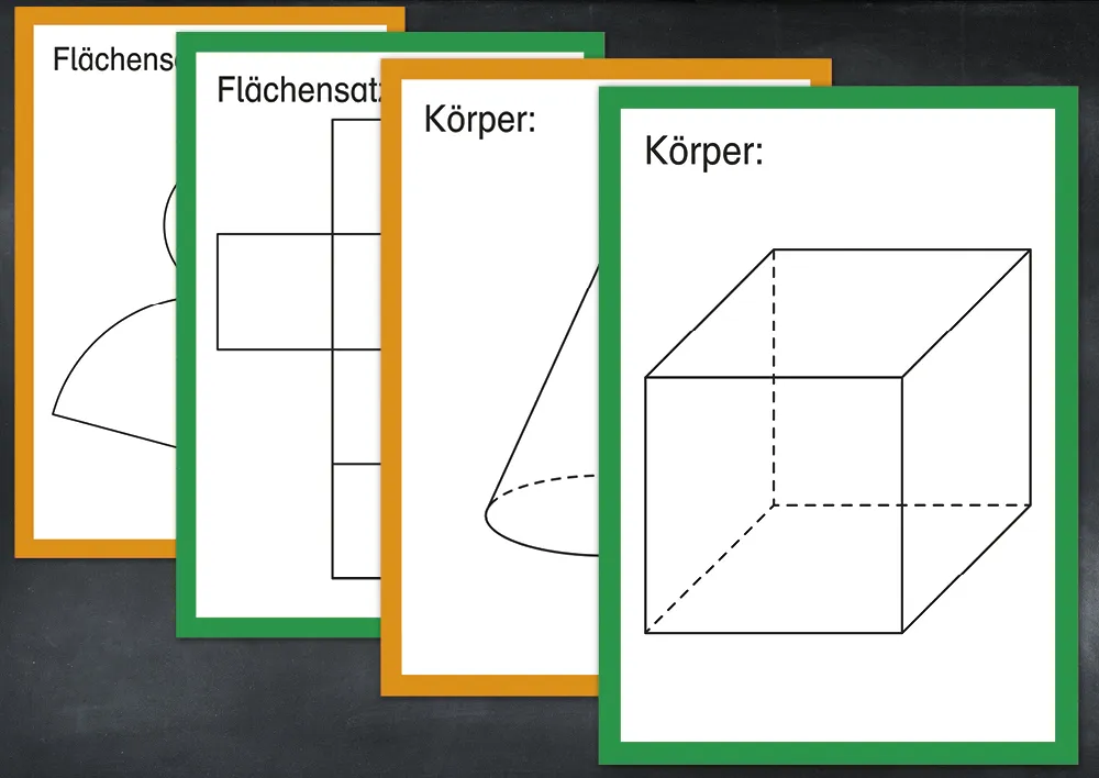 TimeTEX Karten "Geometrische Körper" aus Pappe A4, magnetisch, 57-tlg.