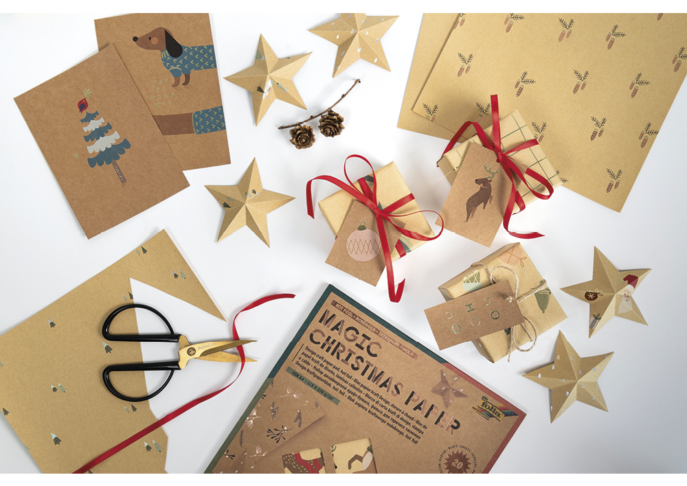 Kraftpapirblok "Magisk Julepapir" A4, 20 ark