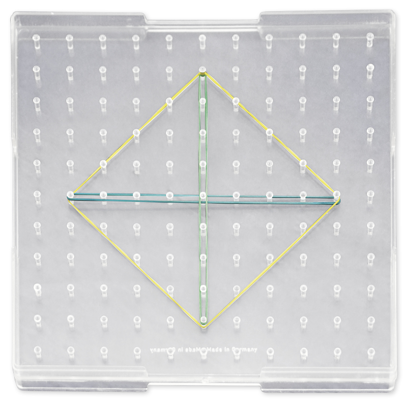 Geometri-plade ensidet (11x11 stift), 23x23 cm, gennemsigtig