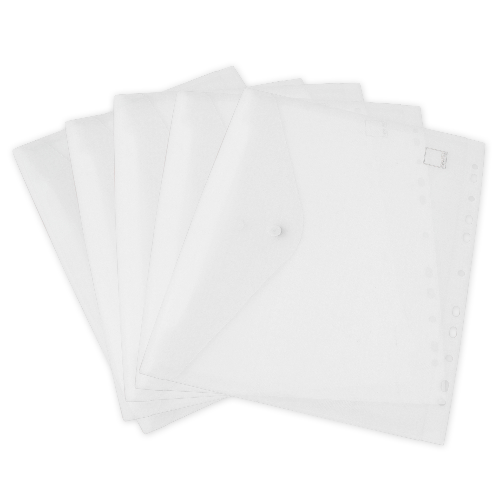 Set med A4-dokumentmappar för arkivering, 5 delar, transparent färglös