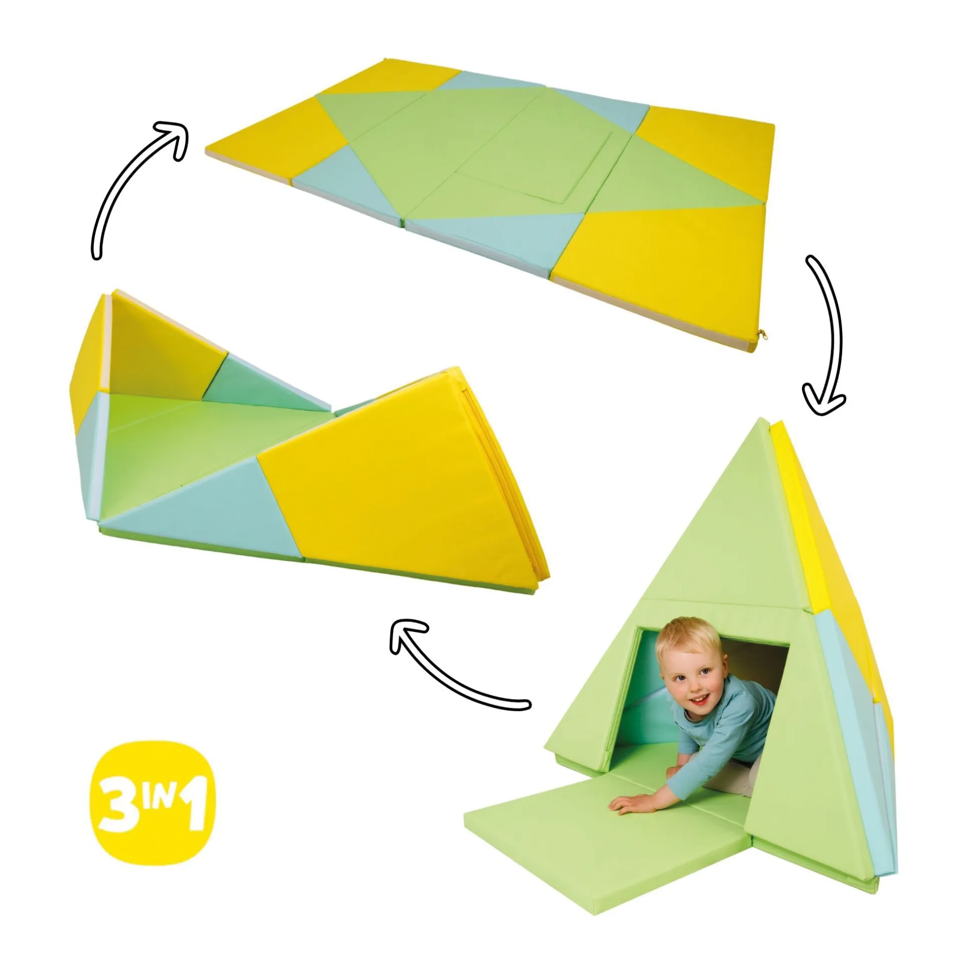 Spielmatte 3in1, faltbar zu Spielzelt und Boot